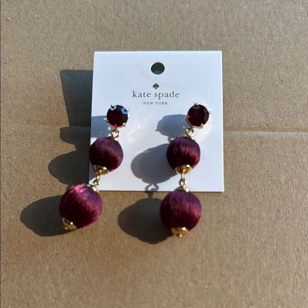 Kate Spade Burgundy and Gold Drop Earrings
